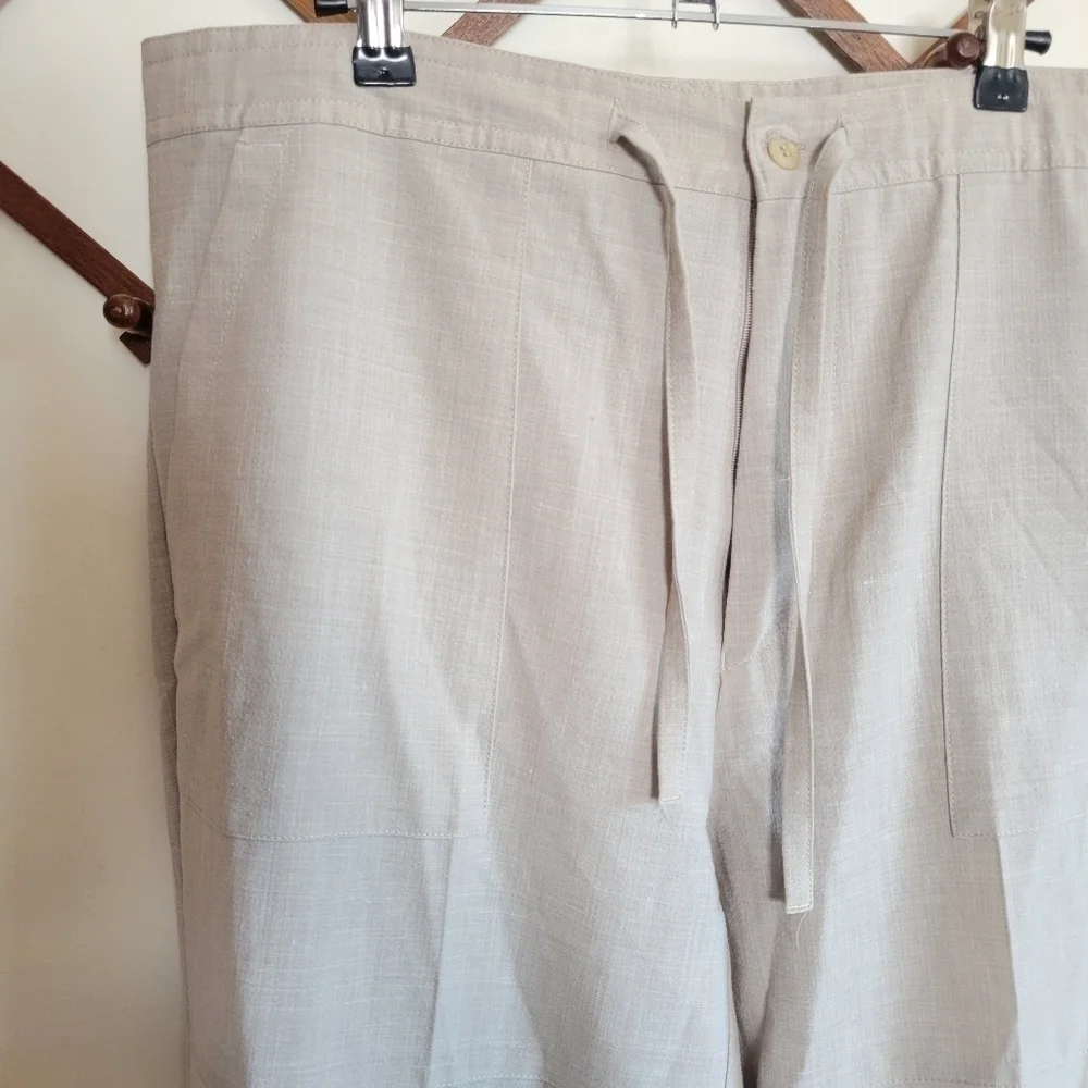 Bachrach Wool Blend Trouser Lightweight Drawstring Cream Mens 36 X 33.5
